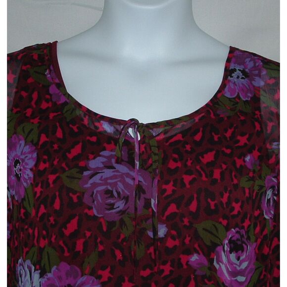 Colorful Sz Large Solid Tank & Sheer Floral Blouse 2 Pc Set ISAAC MIZRAHI LIVE - Picture 2 of 5